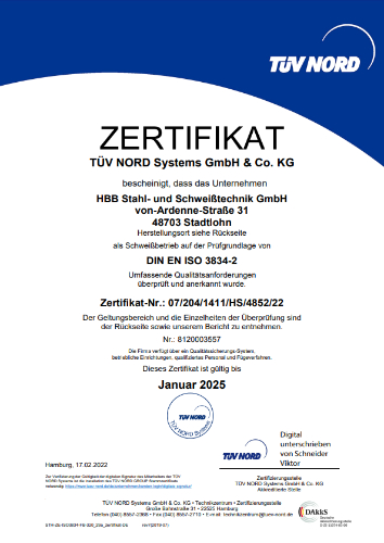 Zertifikat DIN EN ISO3834-HBB-2022